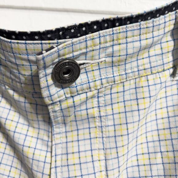 Lululemon Shorts Mens Sz 38 White Plaid Swim Trunks Board White Yellow Blue - Picture 4 of 8